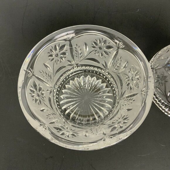 Vintage Etched Frosted Glass Candy Dish With Dome Lid - Picture 2 of 5